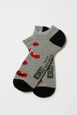 Calcetines tobilleros Besocks de Barrio Sésamo de algodón orgánico color gris