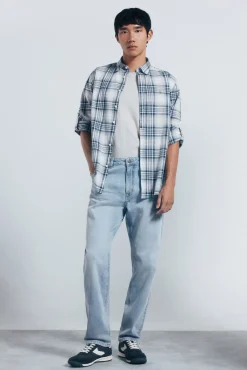 Camisa algodón slub cuadros