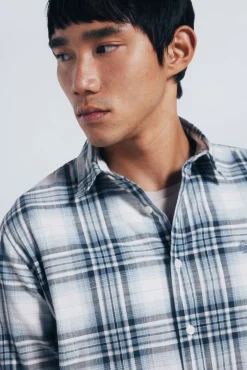 Camisa algodón slub cuadros