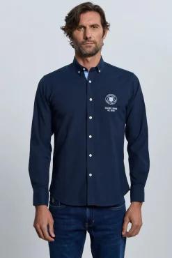 Camisa bordada azul marino