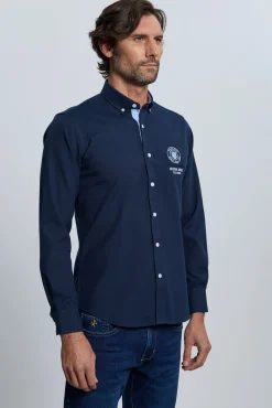 Camisa bordada azul marino