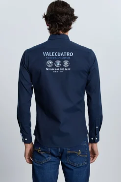 Camisa bordada azul marino