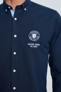 Camisa bordada azul marino