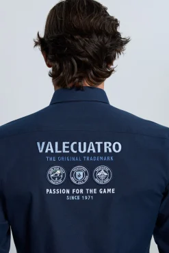 Camisa bordada azul marino