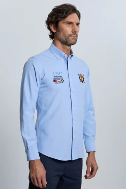 Camisa bordada España celeste