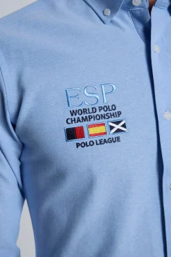 Camisa bordada España celeste