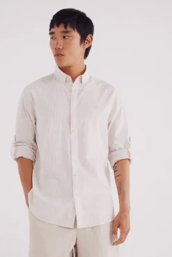 Camisa cotton slub rayas