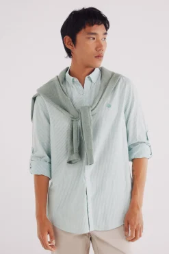 Camisa cotton slub rayas