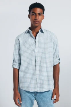 Camisa cuadros algodón slub
