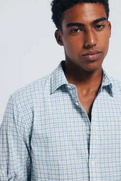 Camisa cuadros algodón slub