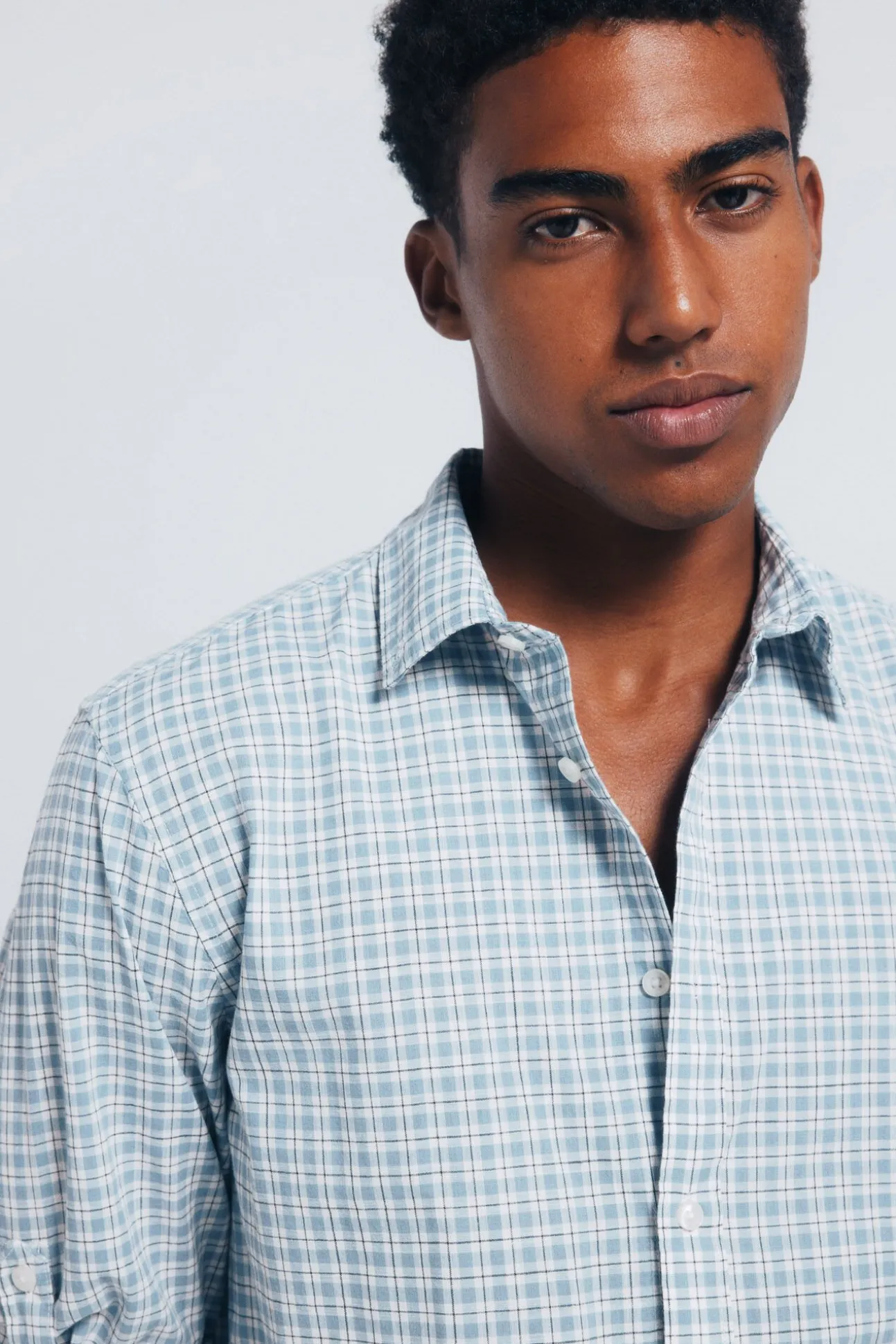 Camisa cuadros algodón slub