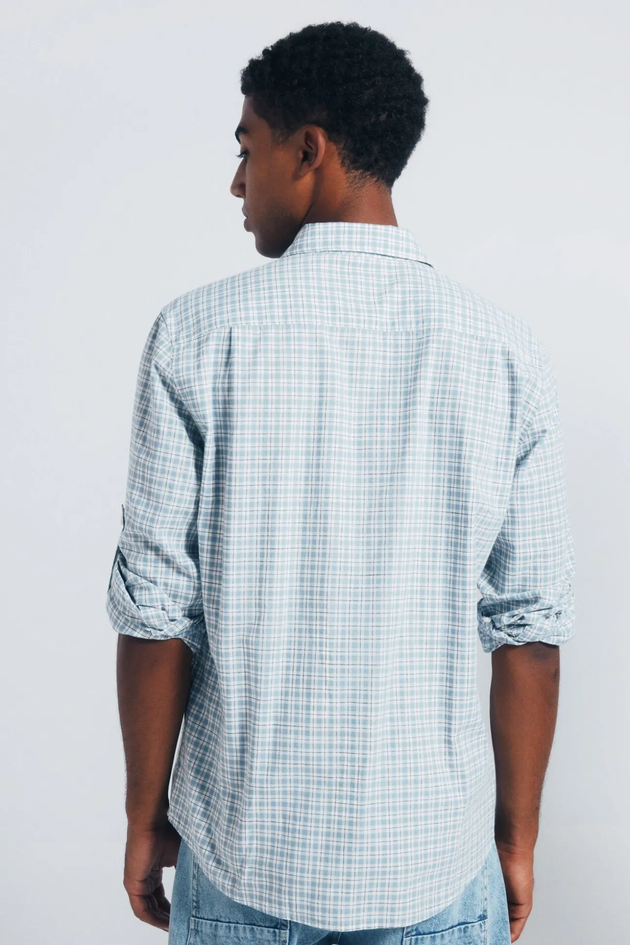 Camisa cuadros algodón slub