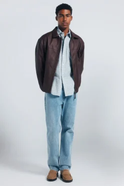 Camisa cuadros algodón slub