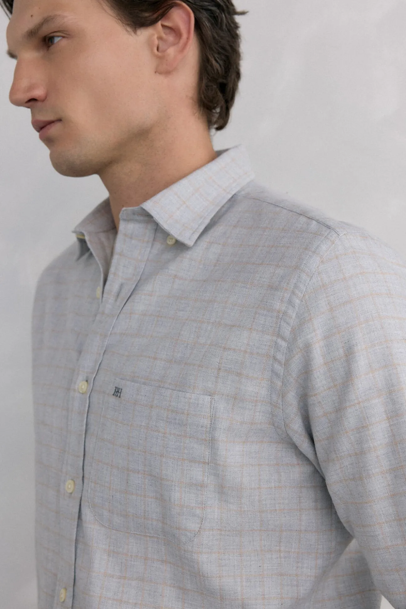 Camisa cuadros franela tejido italiano