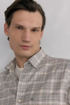 Camisa cuadros franela tejido italiano