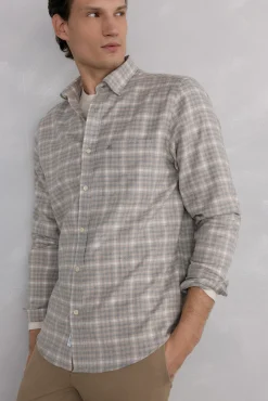 Camisa cuadros franela tejido italiano