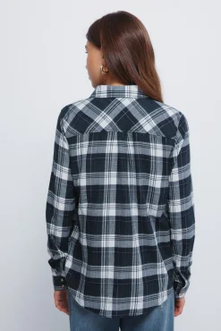 Camisa cuadros lurex bolsillo