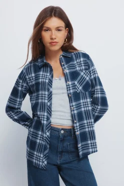 Camisa cuadros lurex bolsillo