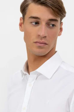 Camisa cuello italiano popelin elastico