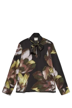 Camisa de manga larga cuello con lazada