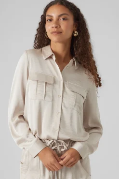 Camisa de manga larga efecto satinado