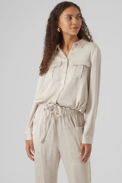 Camisa de manga larga efecto satinado