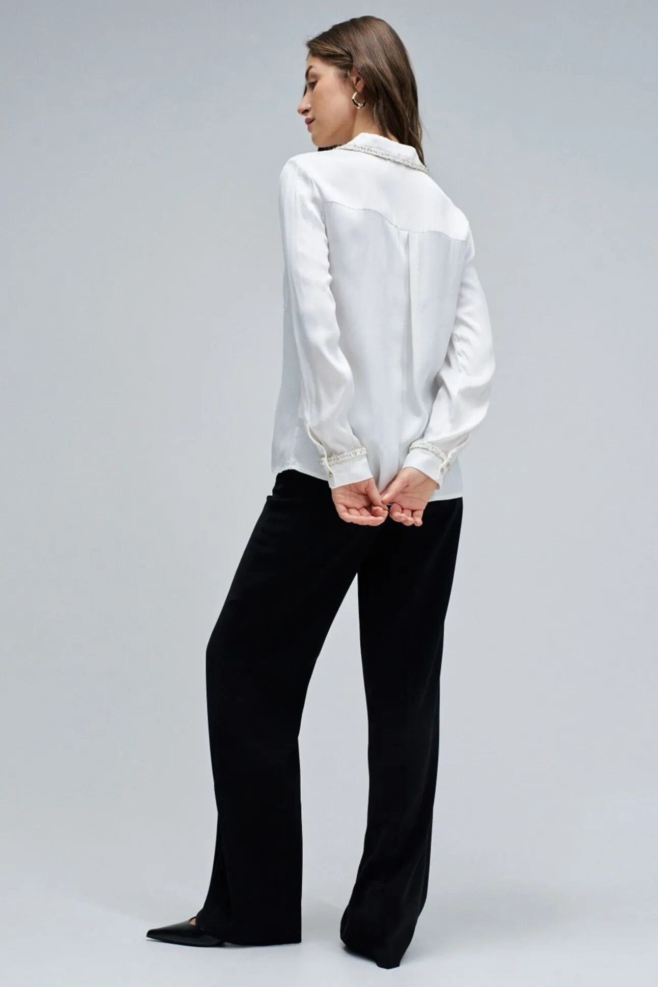 Camisa de satén en tweed