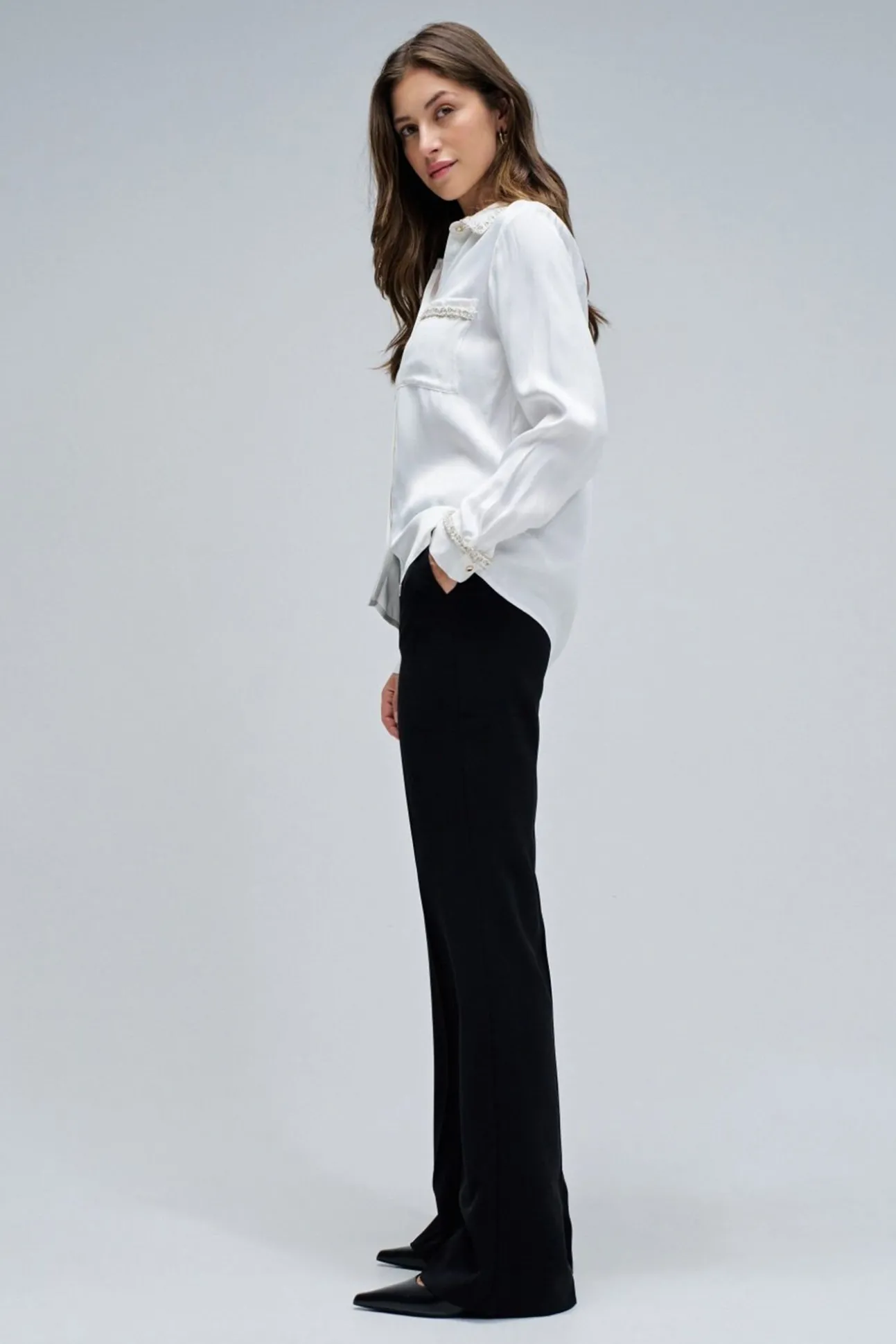 Camisa de satén en tweed