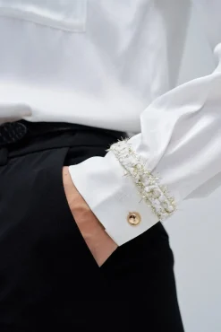 Camisa de satén en tweed