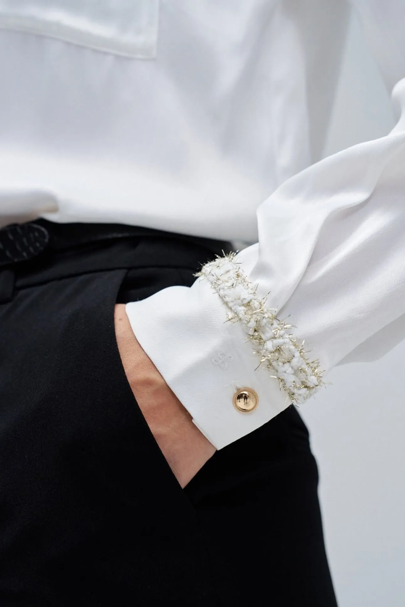 Camisa de satén en tweed