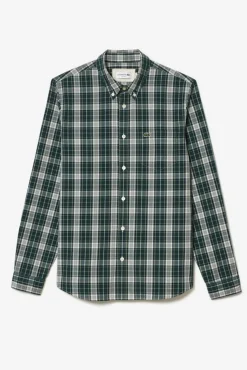 Camisa elástica con estampado de cuadros para hombre
