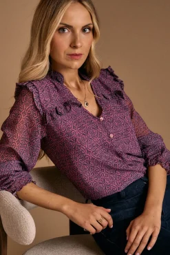 Camisa estampada volantes Idalia