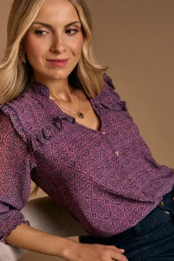 Camisa estampada volantes Idalia