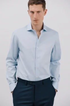 Camisa gemelos lisa fácil plancha