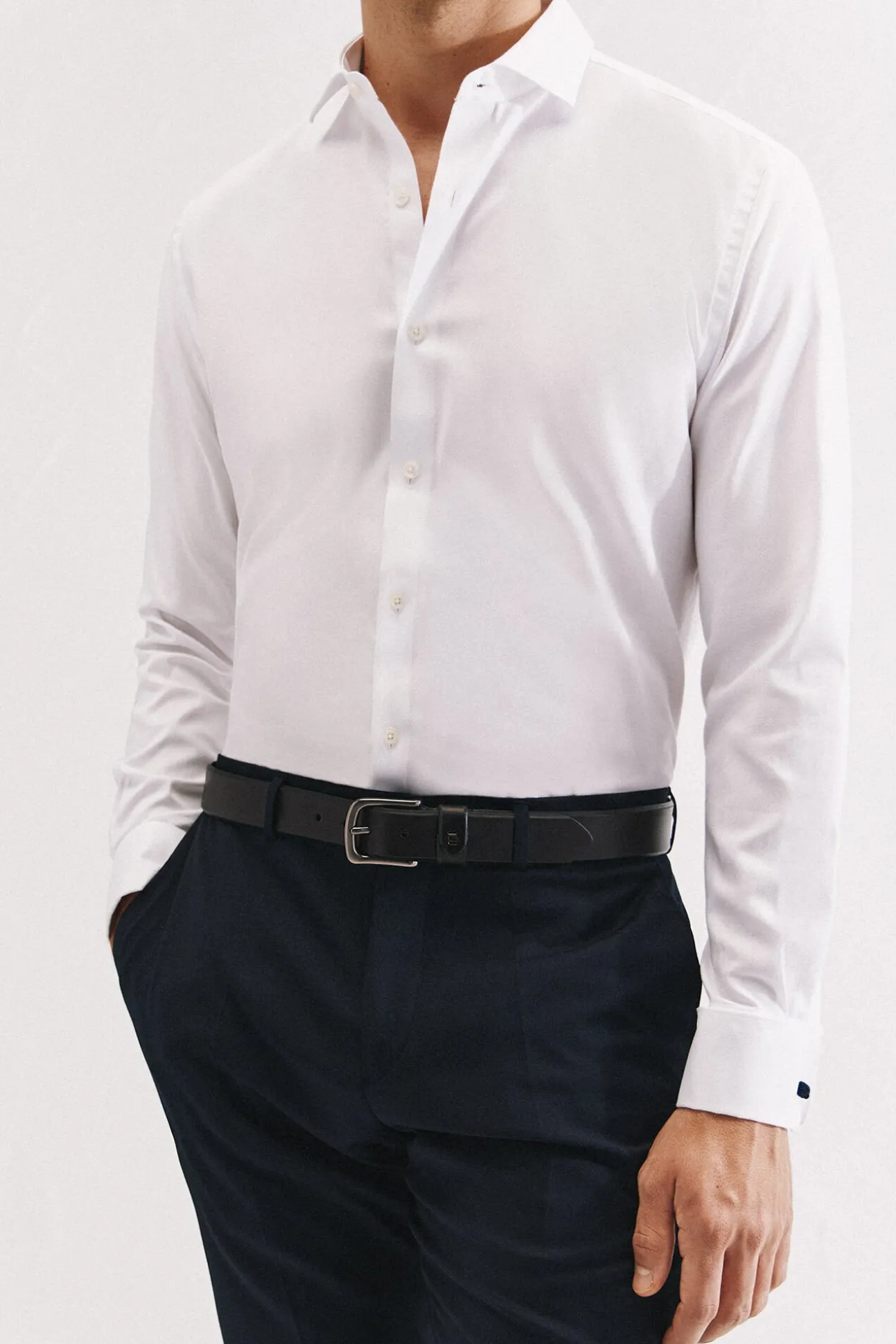 Camisa gemelos slim fit fácil plancha