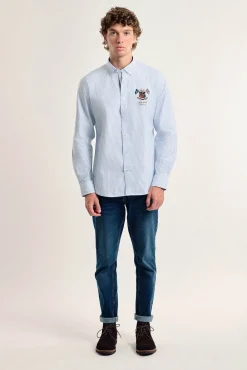 Camisa hombre Valecuatro celeste modelo banderas