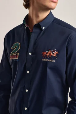 Camisa hombre Valecuatro azul marino modelo caballos