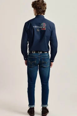 Camisa hombre Valecuatro azul marino modelo caballos