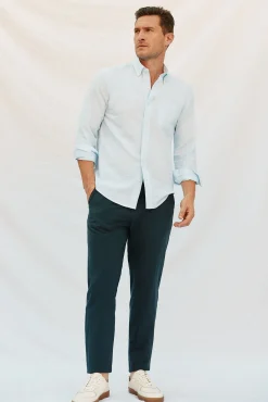 Camisa lino algodón liso