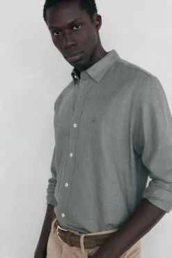Camisa lisa melange Tencel