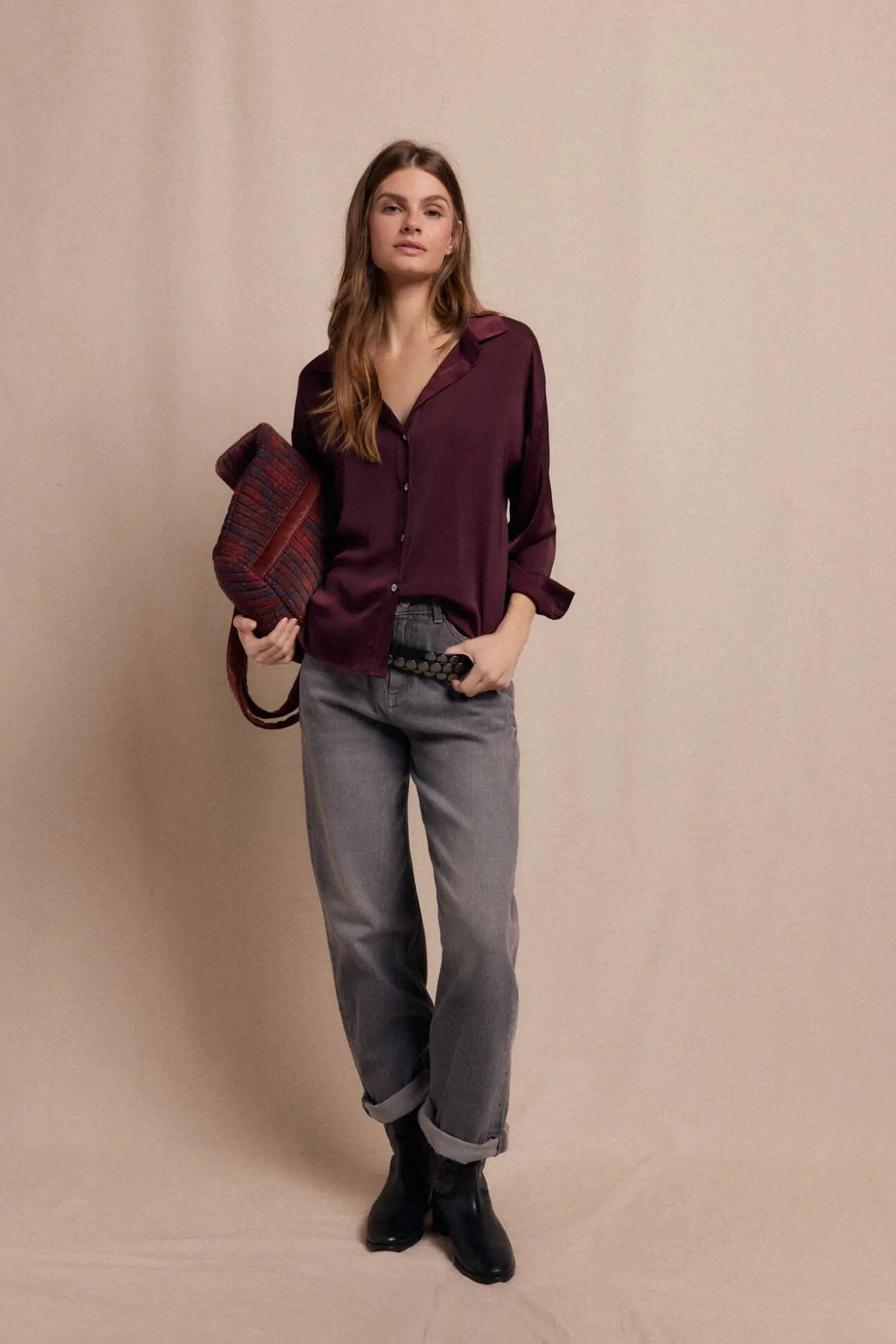 Camisa lisa satinada