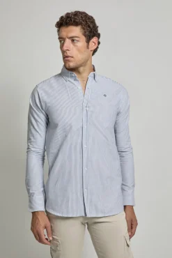 Camisa Oxford rayas con logo