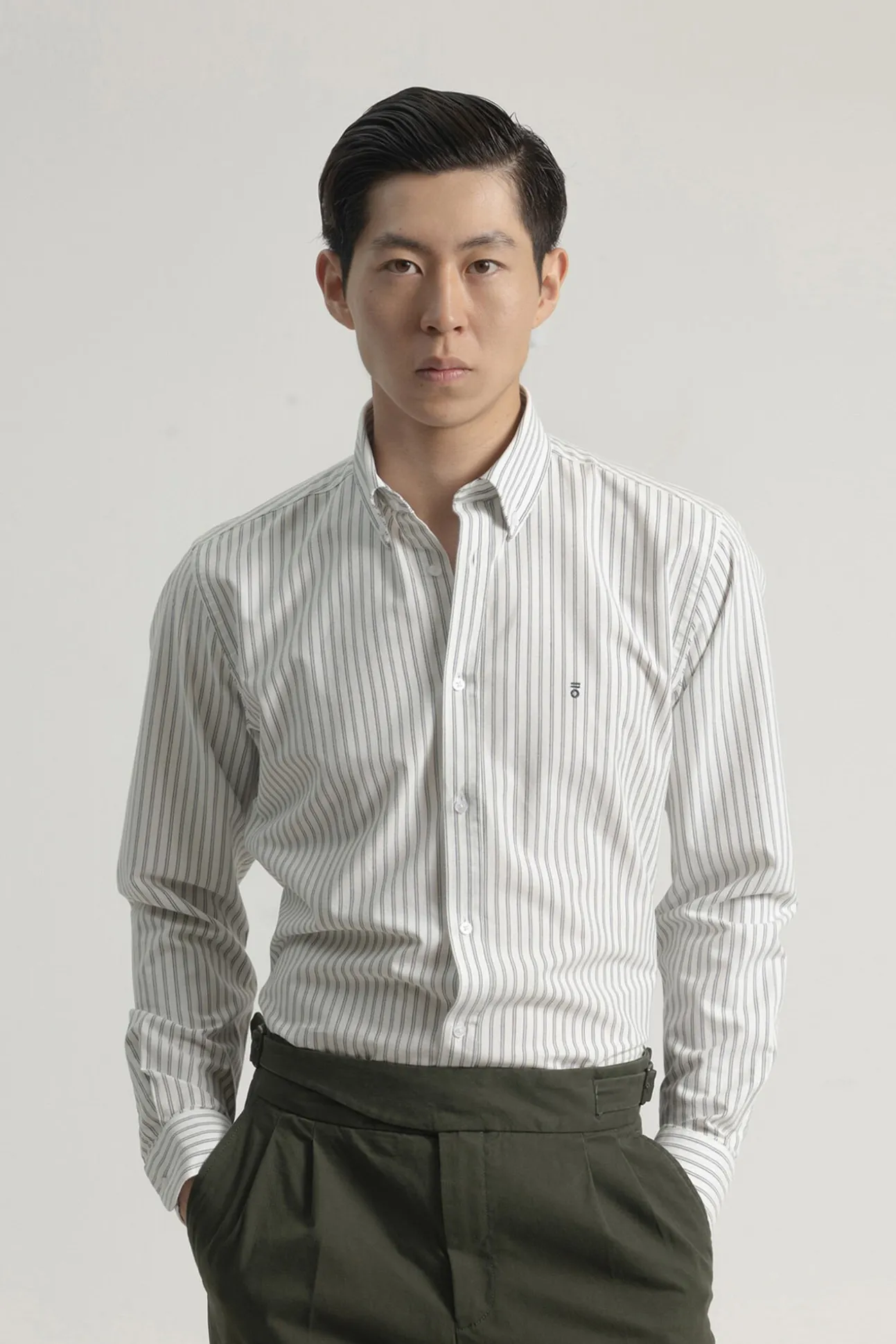 Camisa oxford slim algodón raya