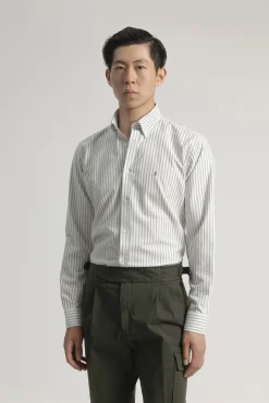 Camisa oxford slim algodón raya