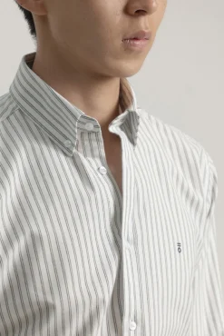 Camisa oxford slim algodón raya