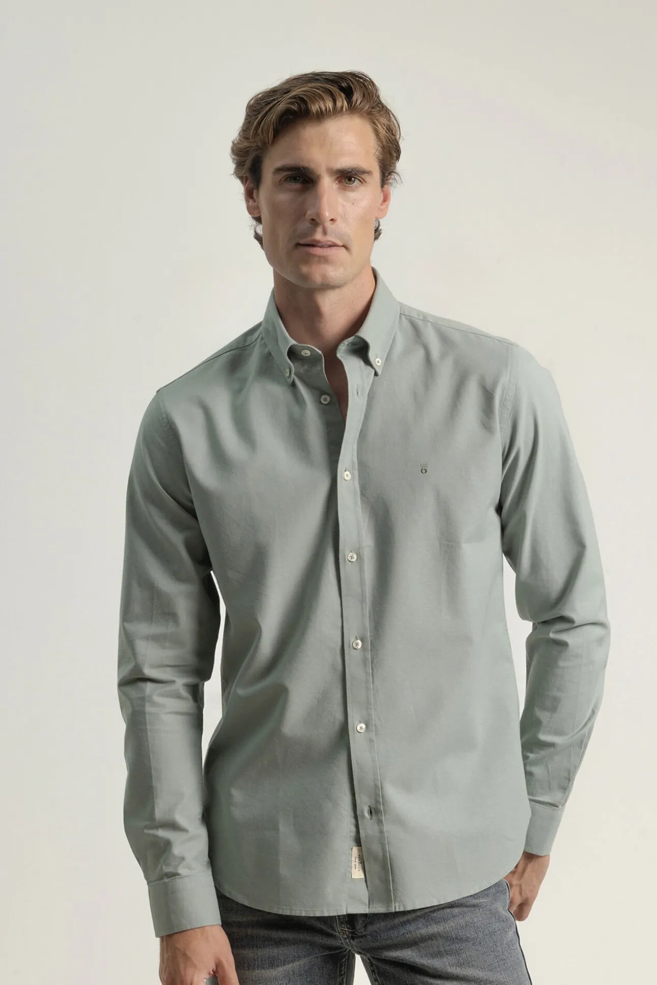 Camisa oxford slim fit algodón