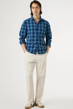 Camisa Popelín Cuadros Fit Regular