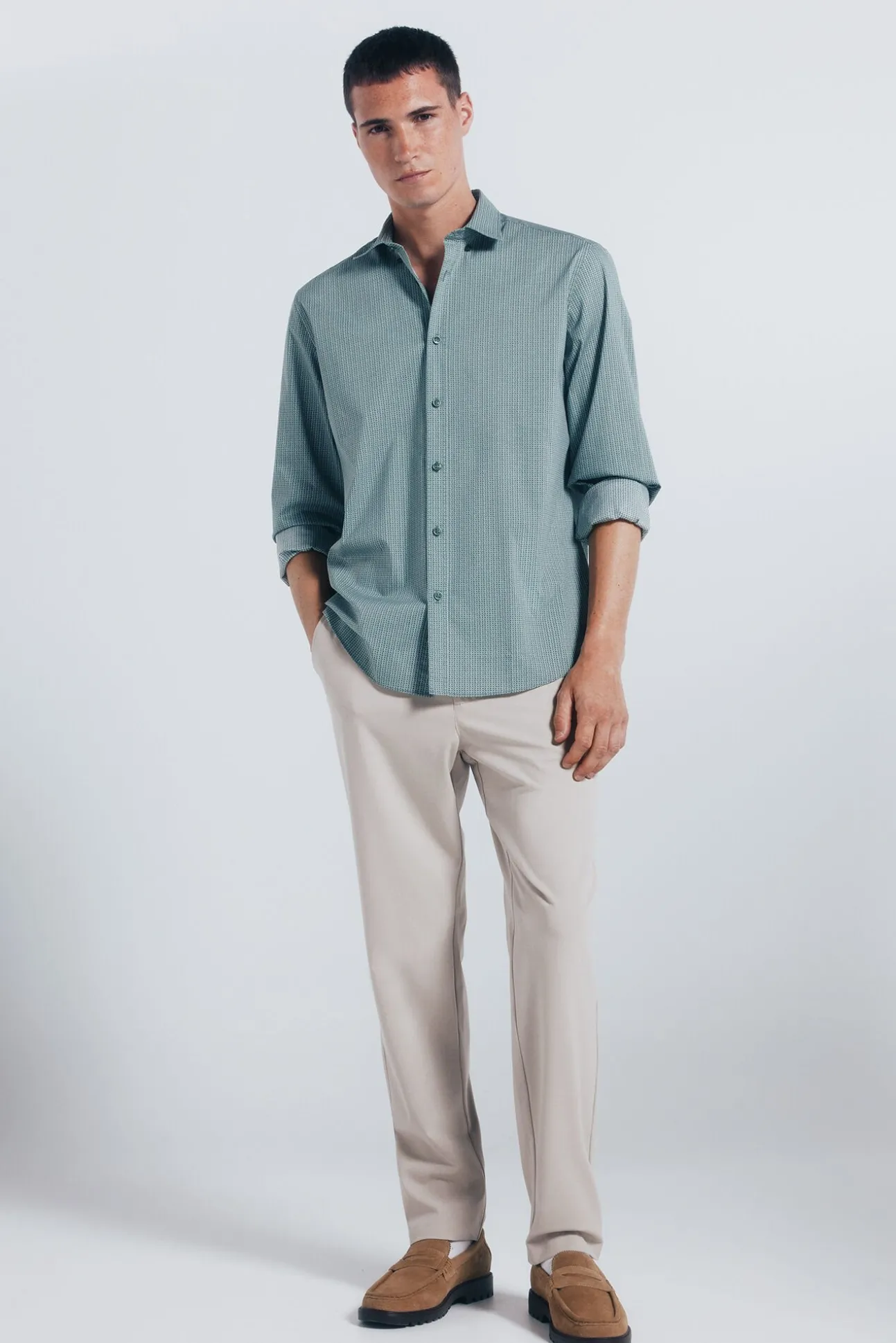 Camisa popelín micro estampado