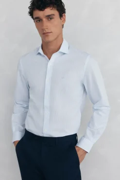 Camisa rayas fácil plancha + anti olor slim fit