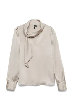 Camisa satinada escote lazada